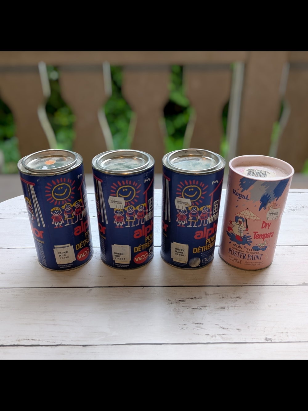 Vintage School Powder Tempera Paint Cans - Weber Costello Alphacolor & Royal